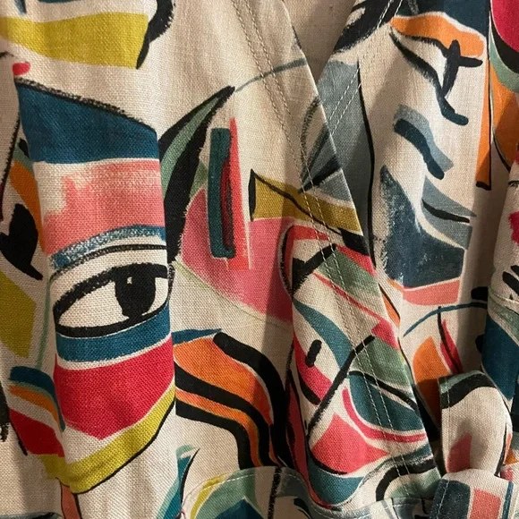 Lafayette 148 New York Pammie Abstract Linen Wrap Dress Size 12 - Picture 8 of 12